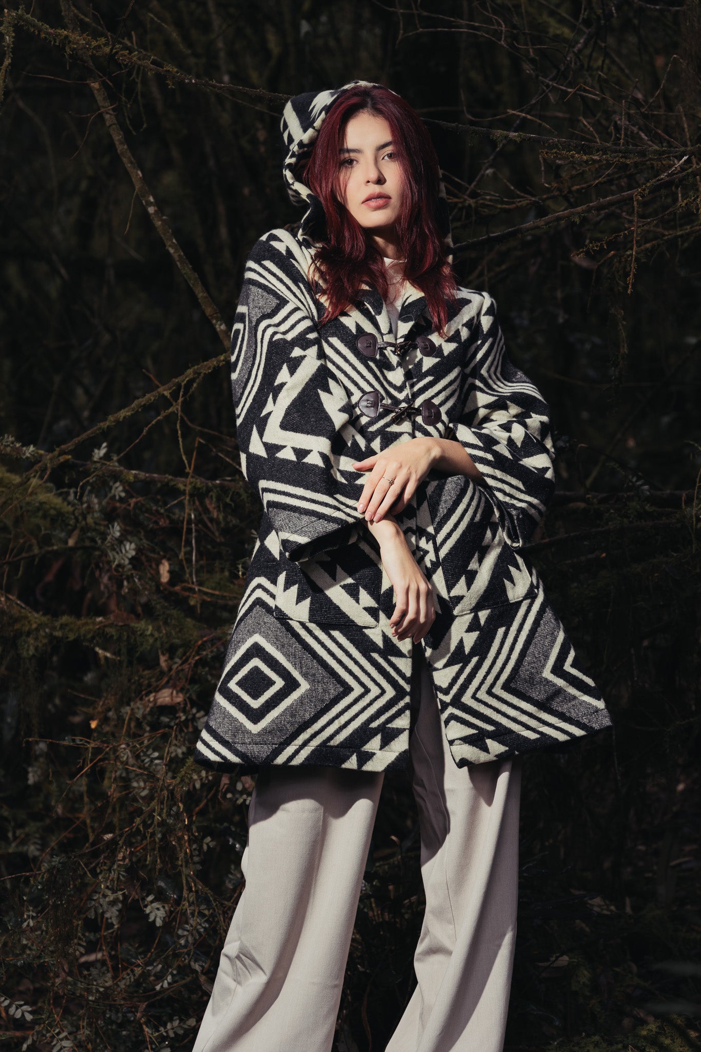 Manteau noir et crème